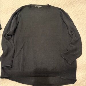 Skull Cashmere Black Linen Crewneck Sweater with skull design on back